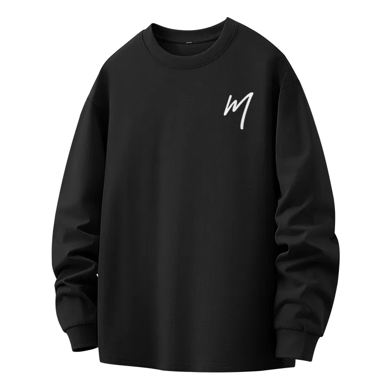 Детская футболка с длинным рукавом Ма Lifestyle Joyful Back Logo MINISO, Heavyweight Black — фото 3