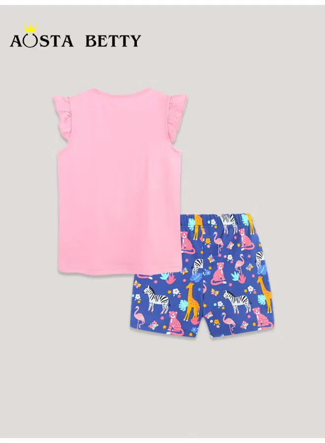 Aosta Betty Store Комплект детский с мультяшным принтом из трикотажного хлопка, цвет — фото 2