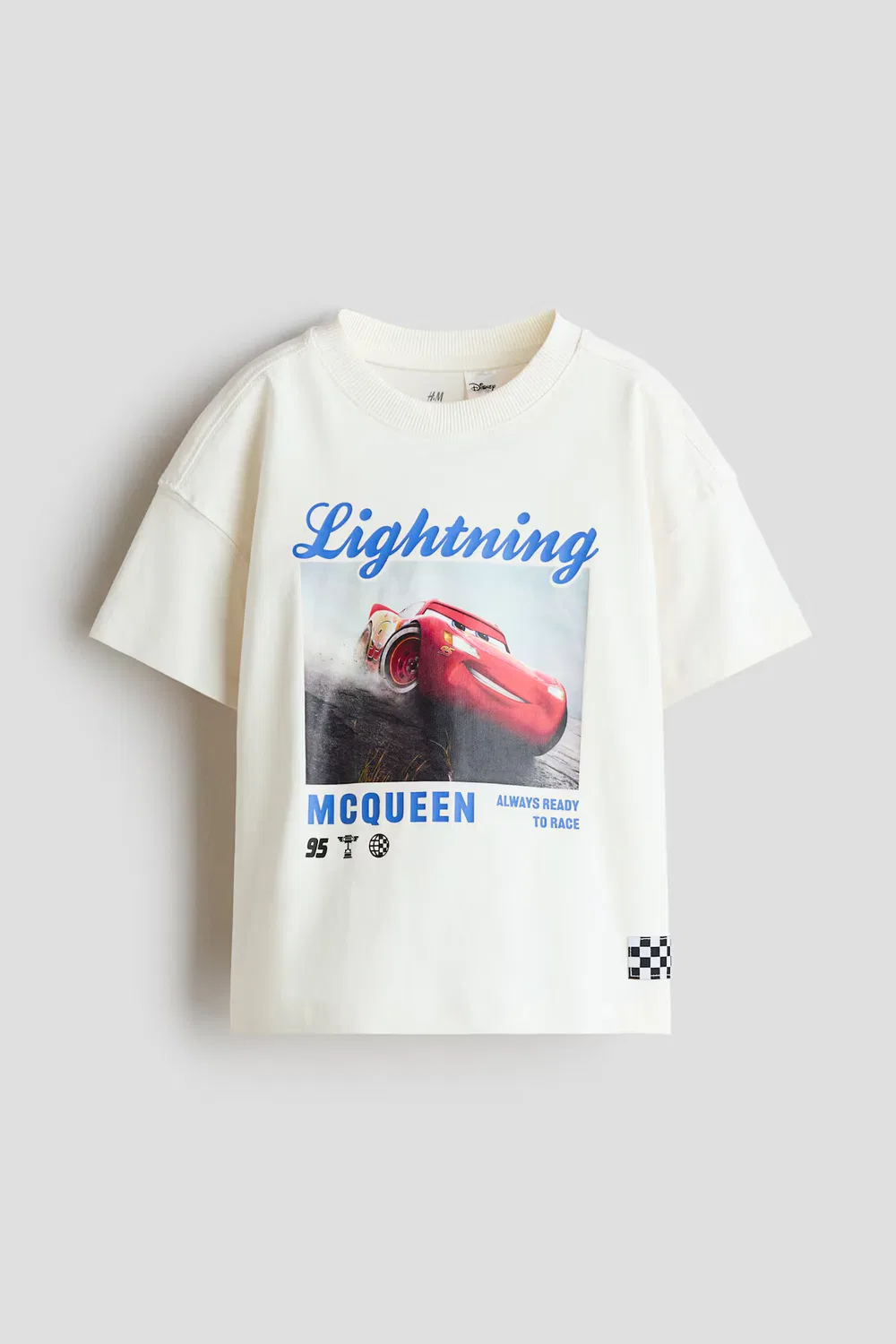 Футболка оверсайз с принтом H&M, Elfenbein/Cars
