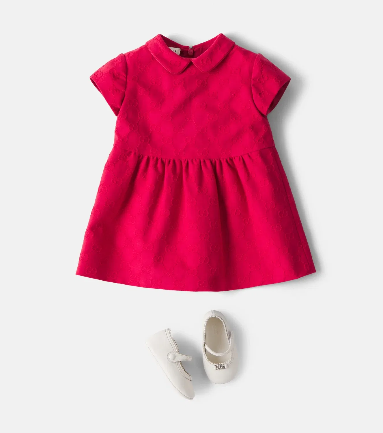 Нарядное платье с жаккардовым узором Gucci Kids, красный — фото 2