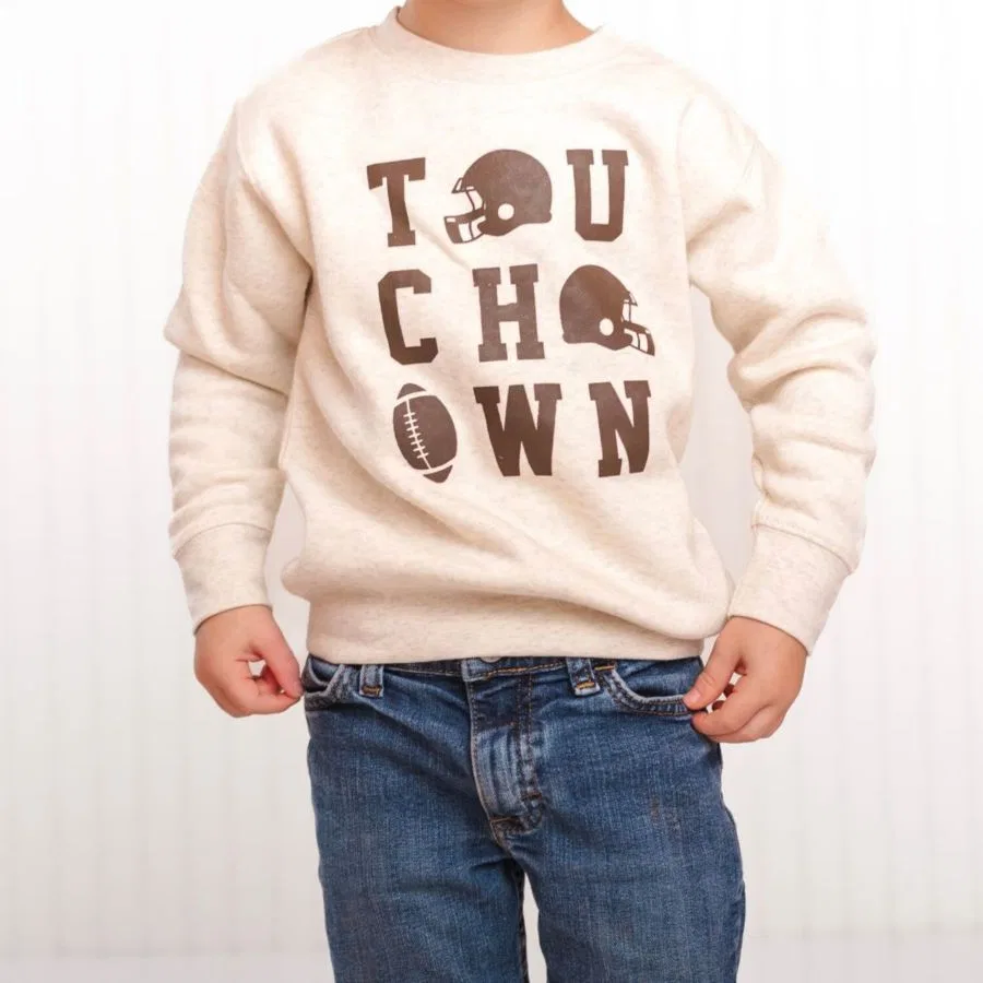 Детский свитшот с принтом Touchdown Grid Sweet Wink, Natural Heather — фото 4