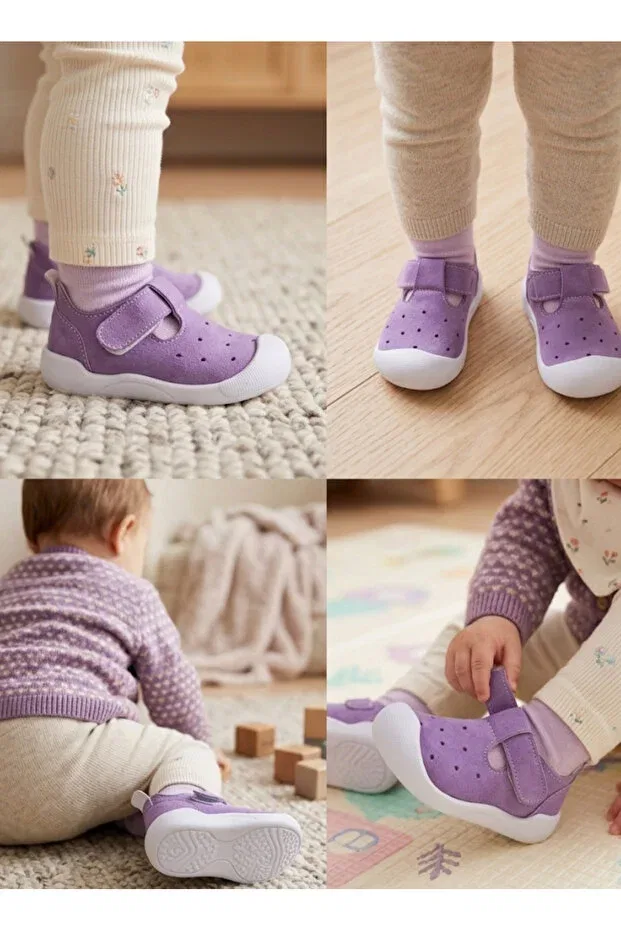 Детские туфли для девочек с ортопедической подошвой First Step Shoes Hızlı Al, Lilac-White-Solid