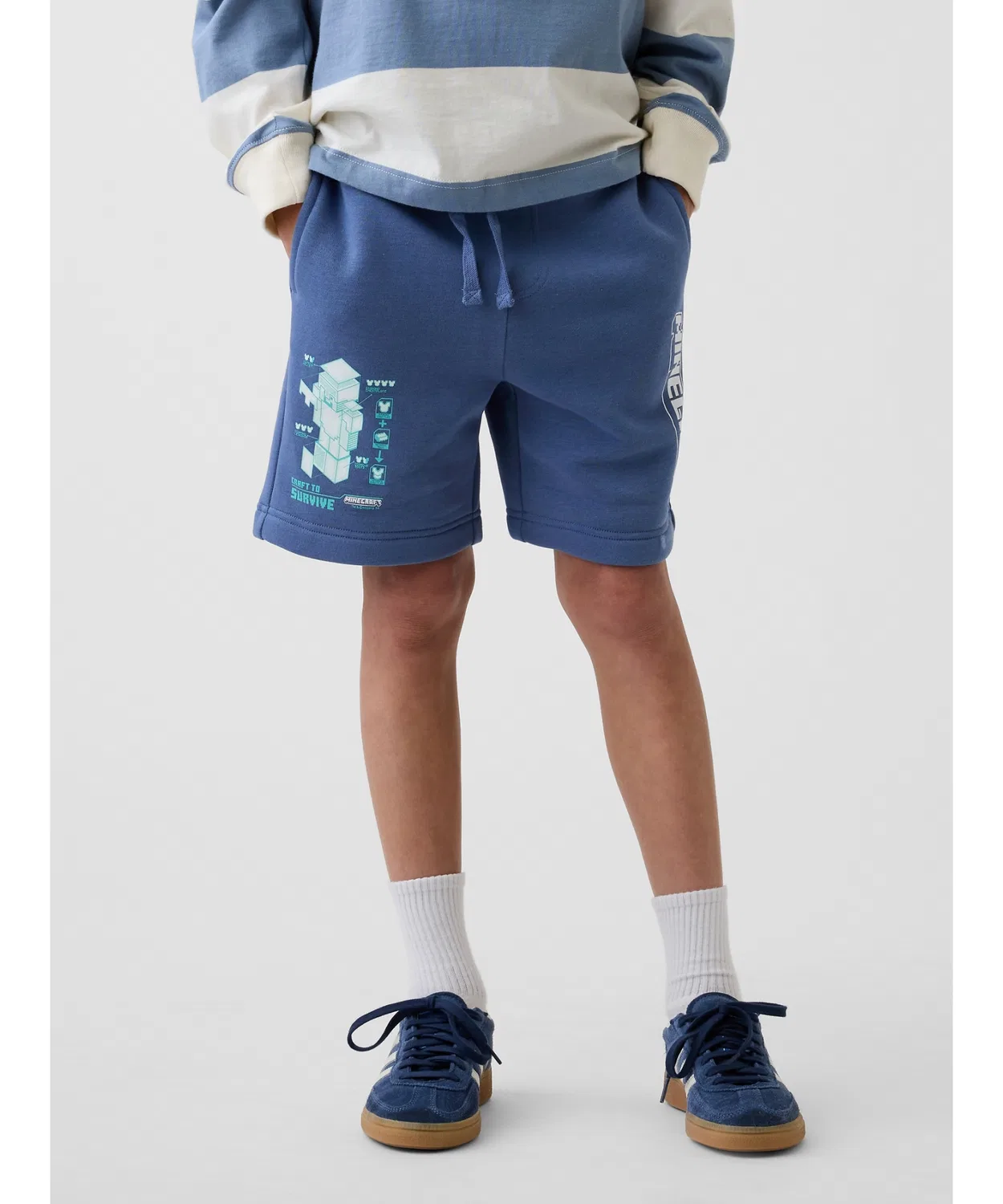 Детские шорты с принтом Minecraft Relaxed Fit Pull-On GAP, Blue