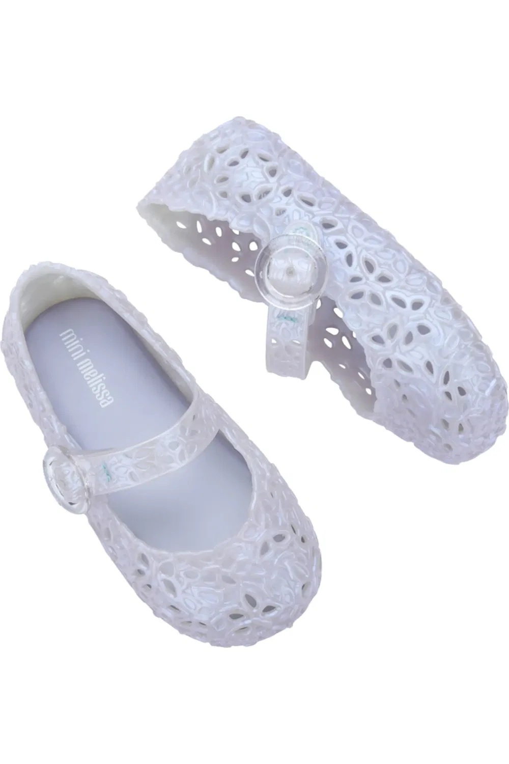 Туфли детские Мэри Джейн с перфорацией Pollen Mini Melissa, Pearly Blue — фото 4