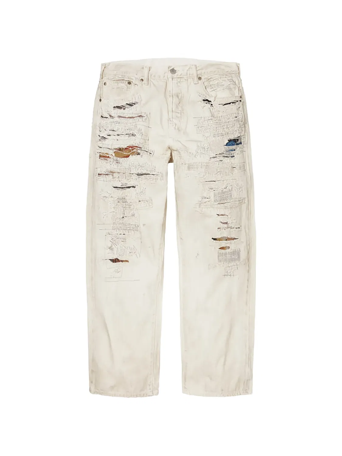 Джинсы Maison Margiela с эффектом потертости из коллаборации с MM6 Supreme, нейтральные цвета