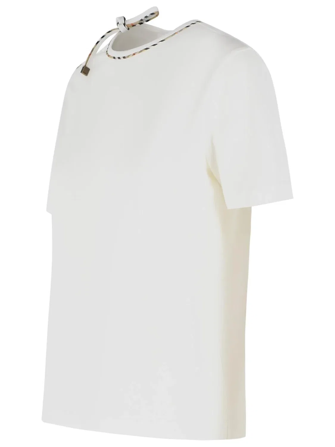 Женская футболка хлопковая с вырезом на плече Frankie Bow Burberry, White — фото 2