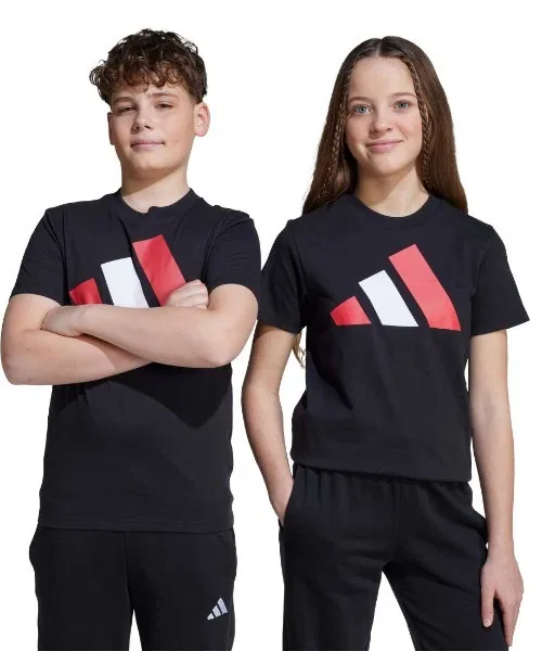 Детская футболка с коротким рукавом, с принтом Adidas, Black/Red