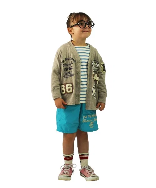DENIM DUNGAREE Детские шорты с вышивкой пингвина Polyester Weather Cloth PENNIE, Blue