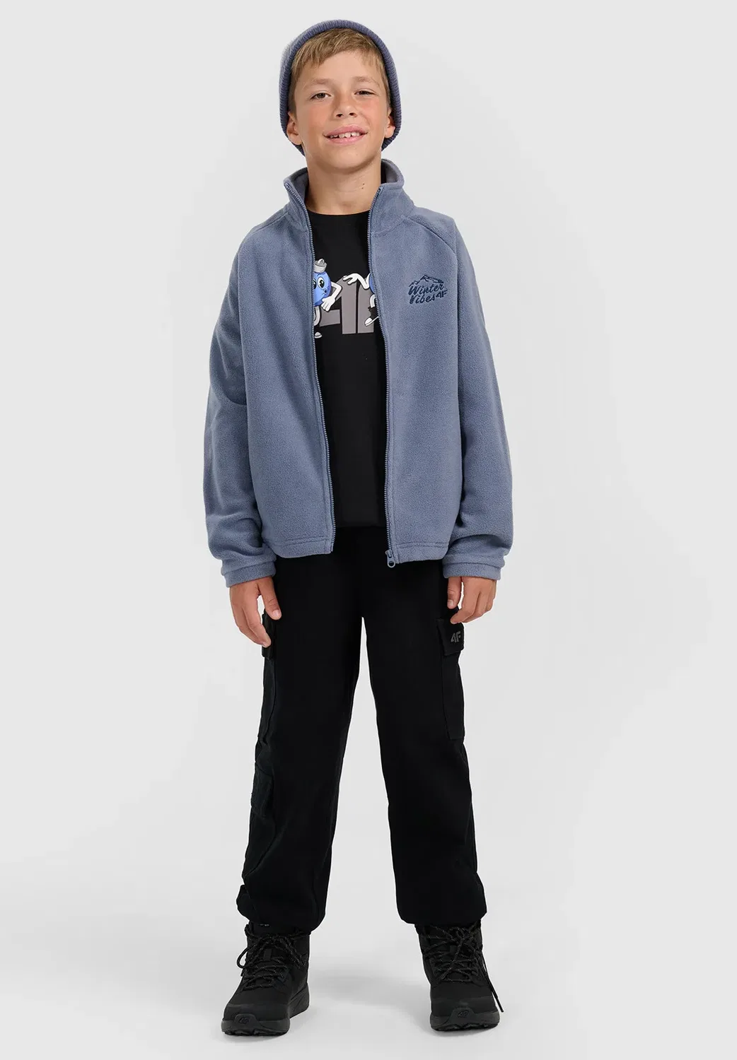 Polar Regular ze Stójką Chłopięcy - флисовая куртка 4F, Denim