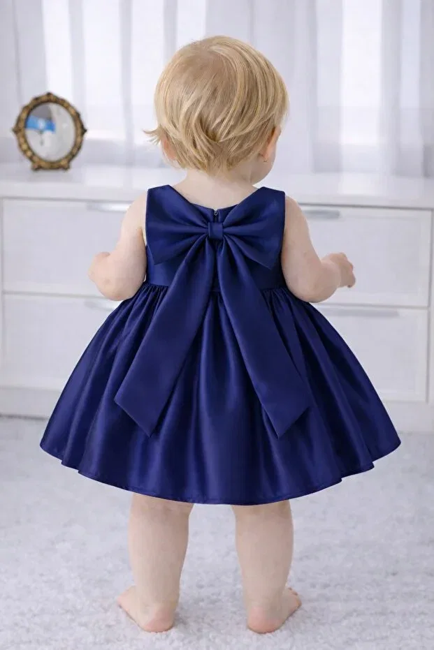 Детское платье для девочек с бантом Suneh, Navy Blue — фото 2