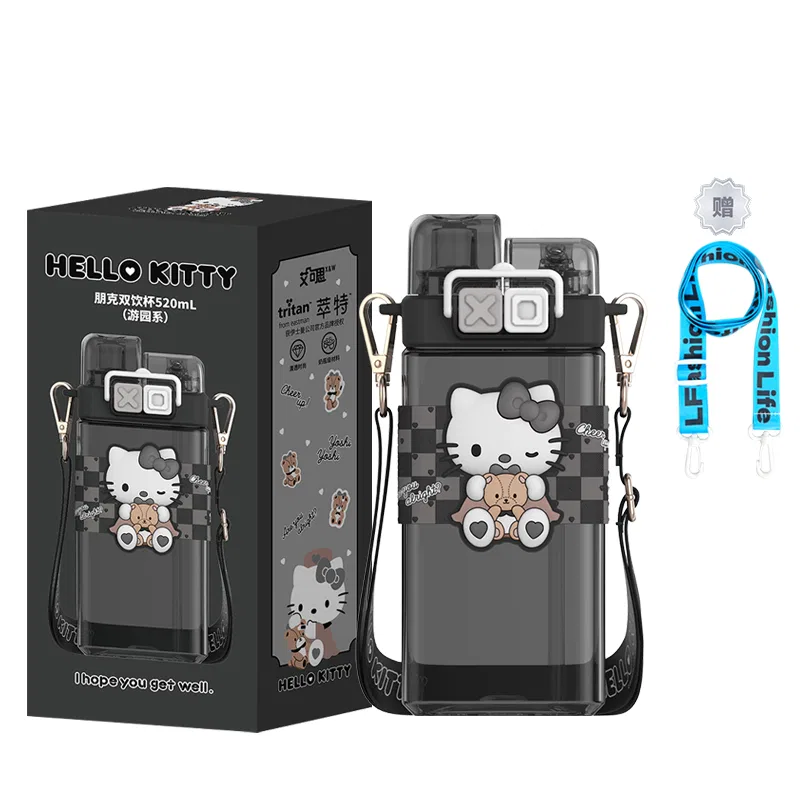 Детская кружка с трубочкой Hello Kitty 520 мл Sanrio, Black