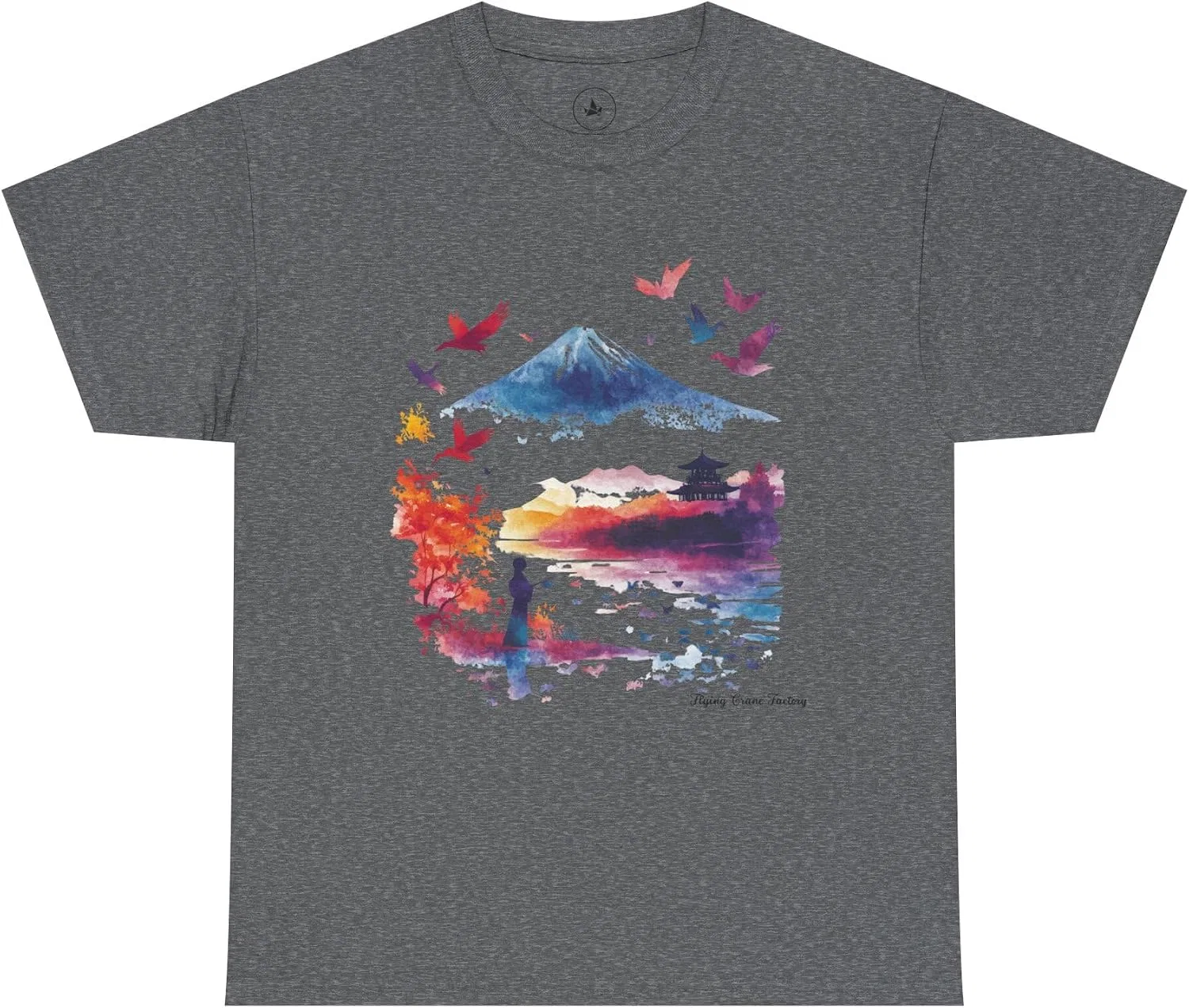 Футболка с оригами-журавлем в стиле кимоно, Graphite Heather