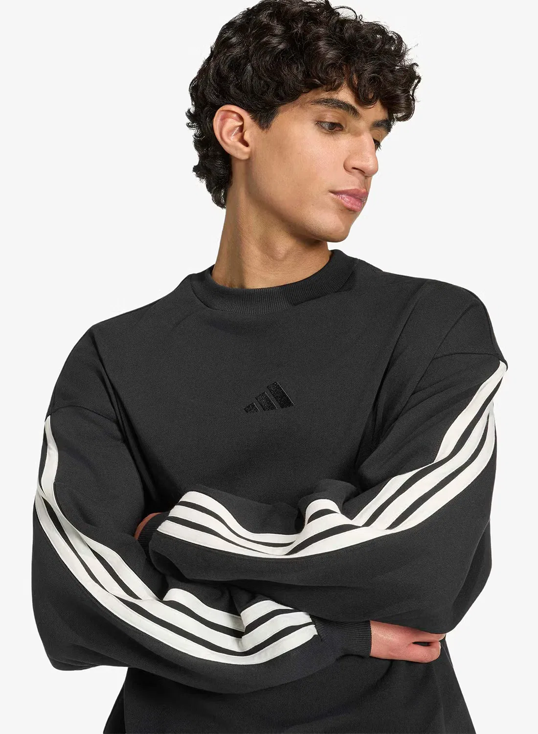 Свитшот с длинным рукавом 3-Stripes Adidas, черный — фото 3