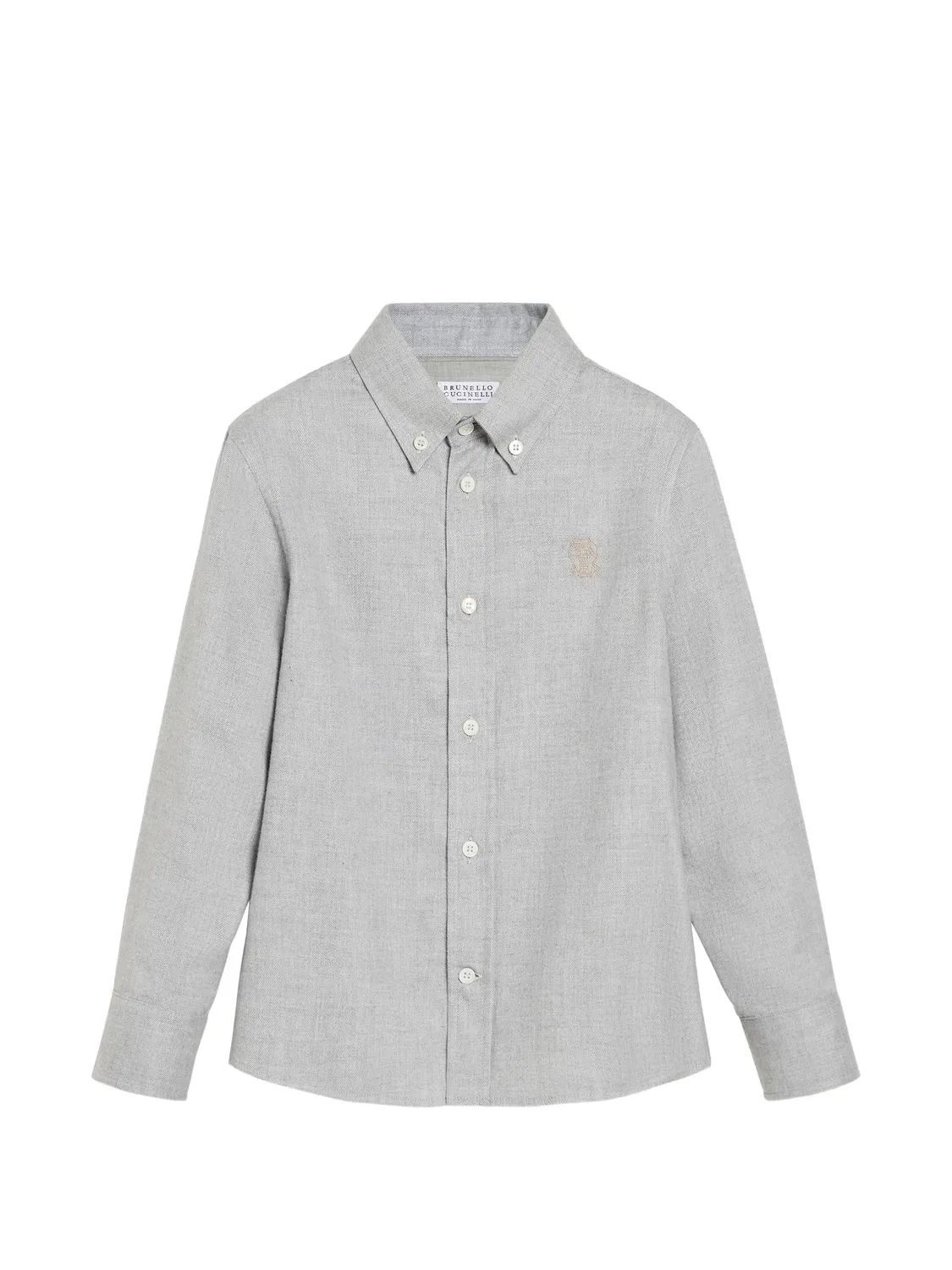 Рубашка с вышивкой Brunello Cucinelli Kids, серый