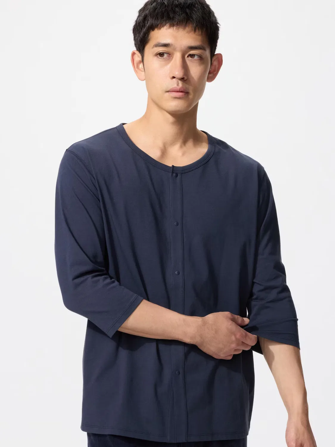Футболка Uniqlo Airism, мужская, с круглым вырезом, темно-синий
