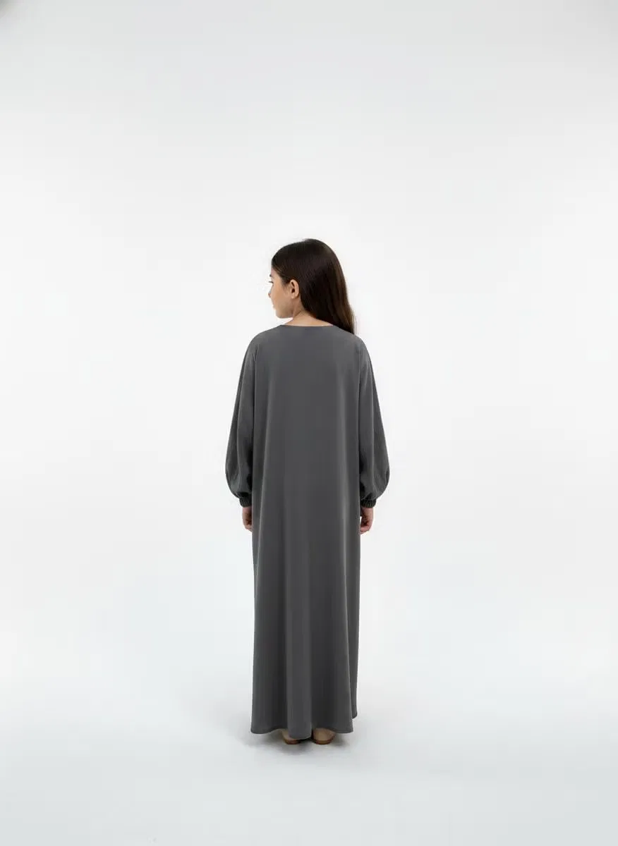 Абая для молитвы с рукавами-принцесса, детская, Msquare Fashion, серая — фото 4