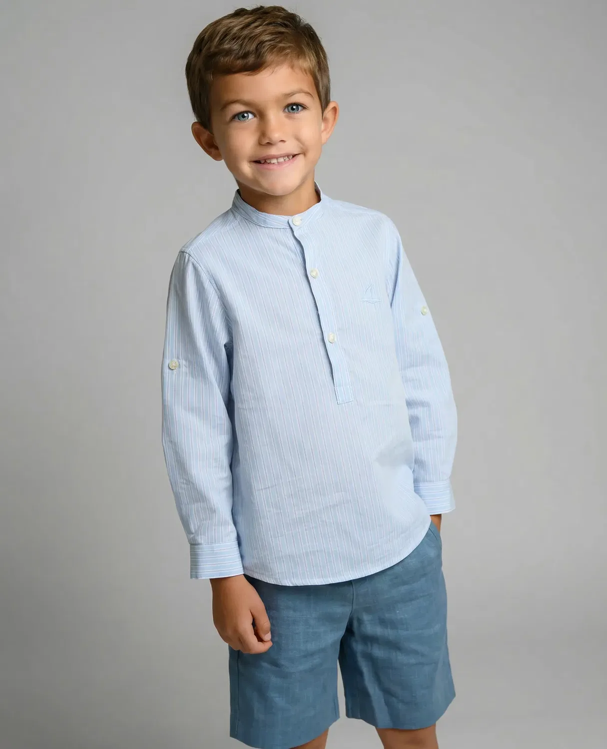 Детские шорты для мальчиков льняные с карманами Foque, Azul Denim