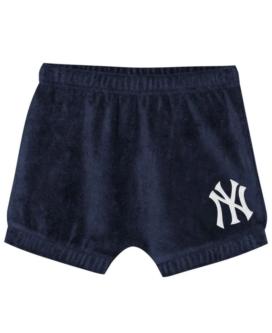 Детский комплект футболки и шорт с вышивкой New York Yankees Hop Base Fashion Outerstuff, Navy — фото 4