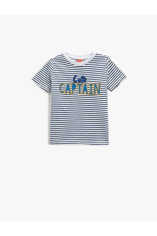Детская футболка с коротким рукавом с принтом Koton, Blue Striped
