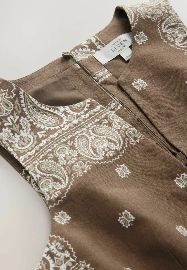 Топ из льна и хлопка, модель Paisley, Next, шоколадный коричневый — фото 4