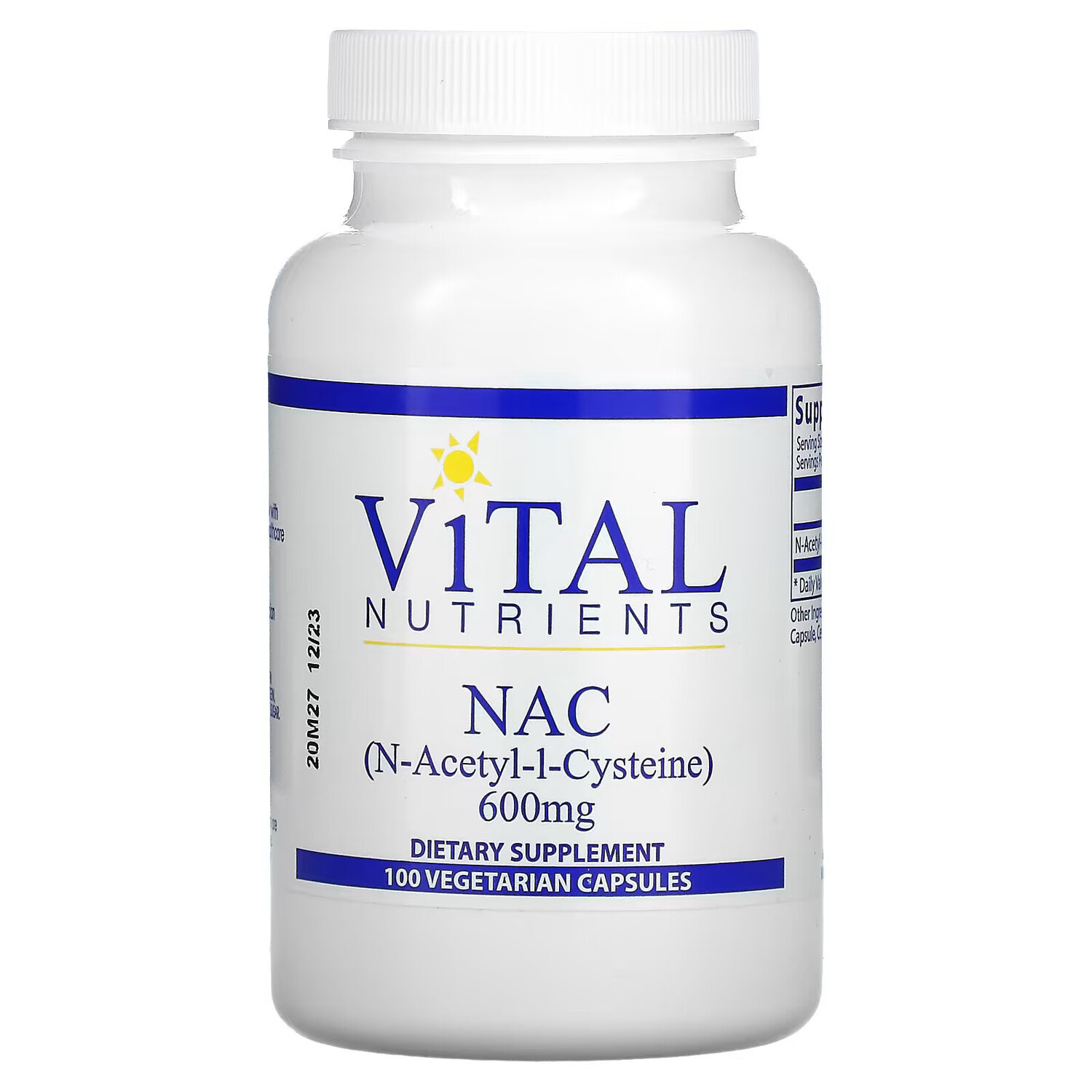 

Vital Nutrients, N-ацетил-L-цистеин, 600 мг, 100 вегетарианских капсул