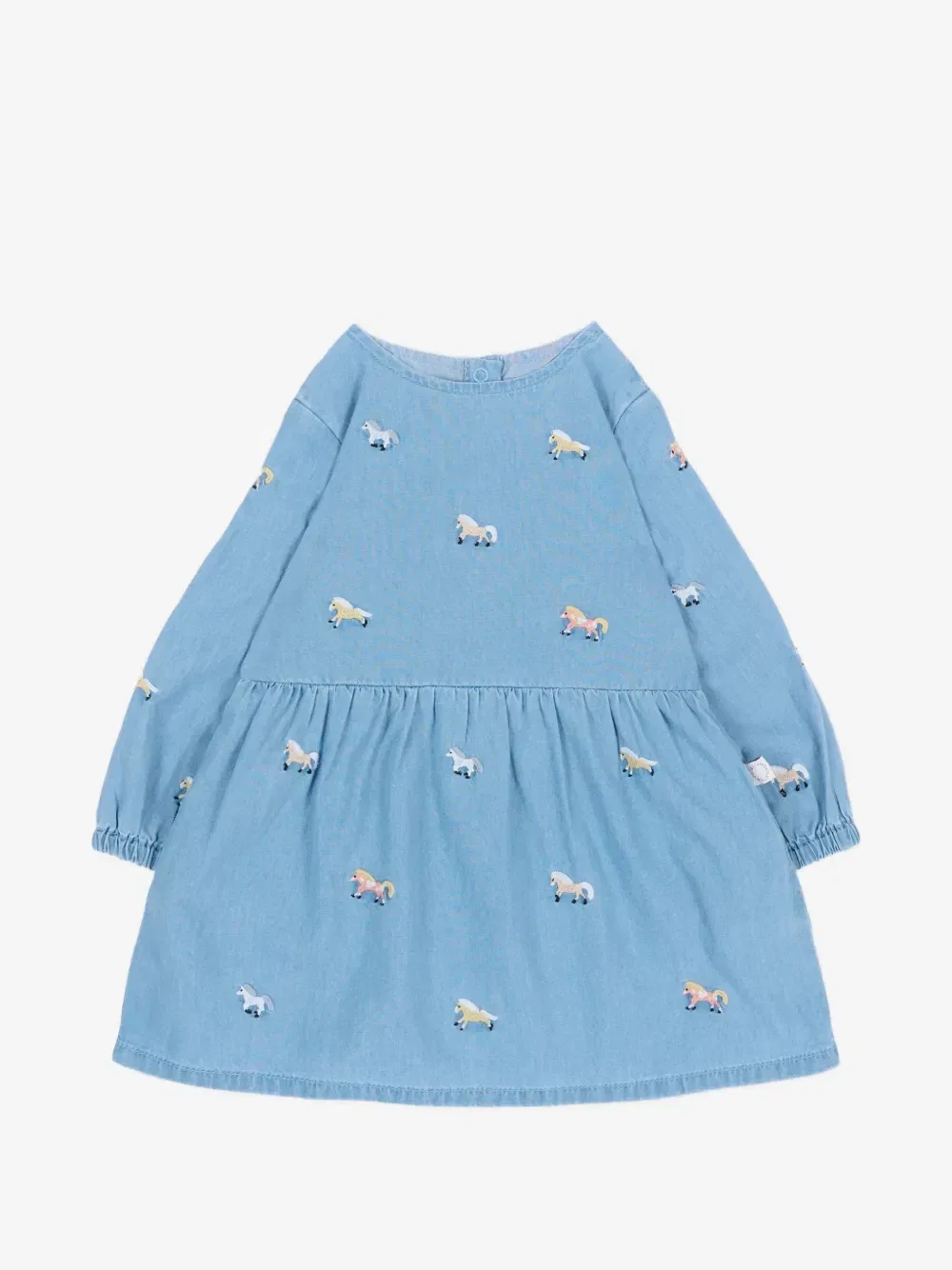 Расклешенное платье с вышивкой в виде лошади Stella McCartney Kids, синий