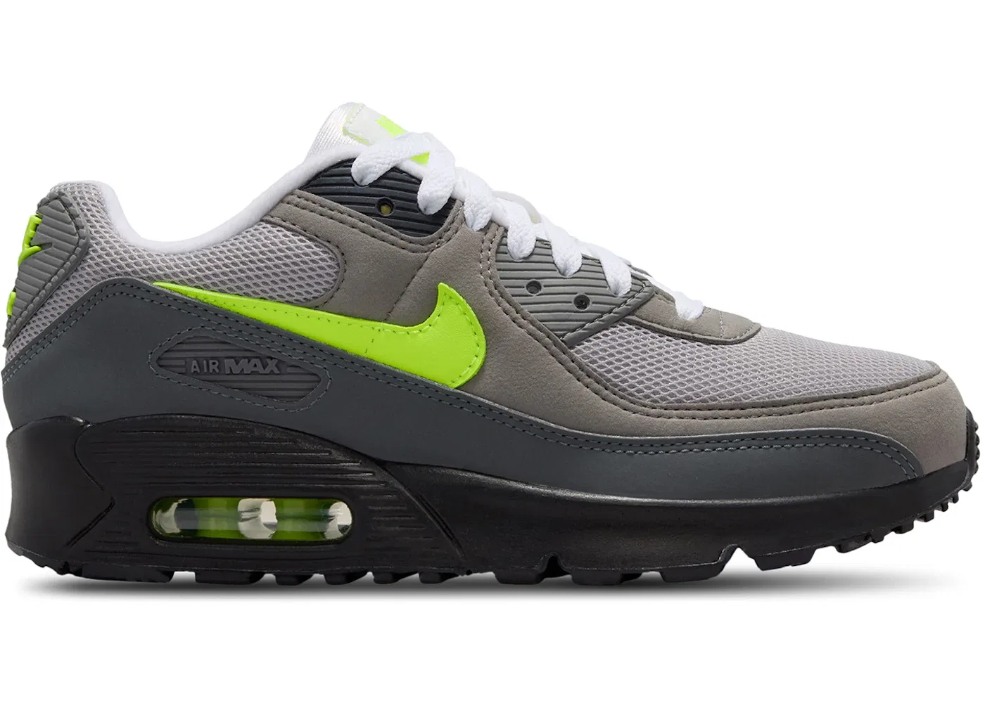 Детские кроссовки Lifestyle Nike Air Max 90, Black/Anthracite/Light Charcoal/Neon Yellow