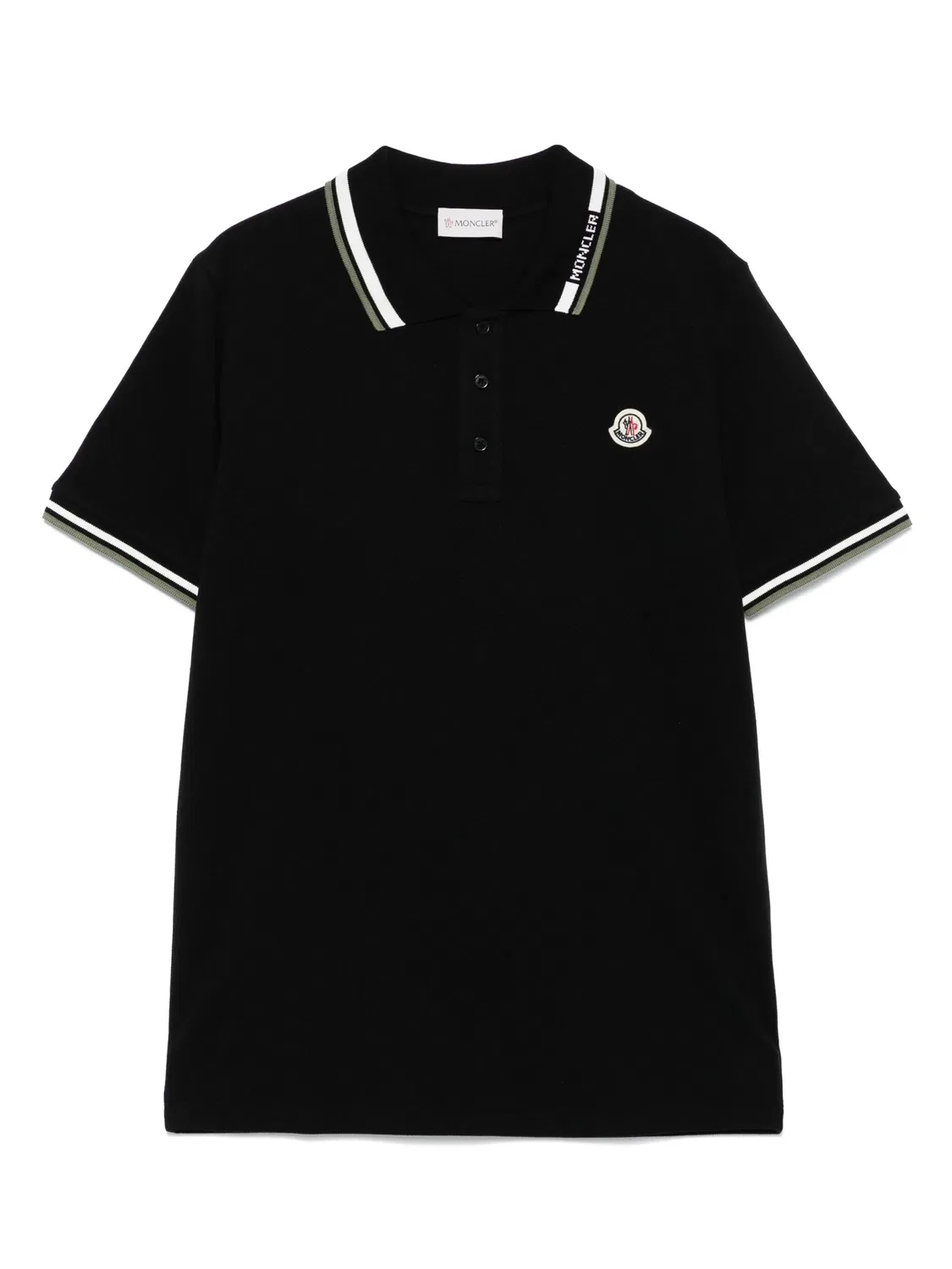 Поло из пике хлопка Moncler, черный