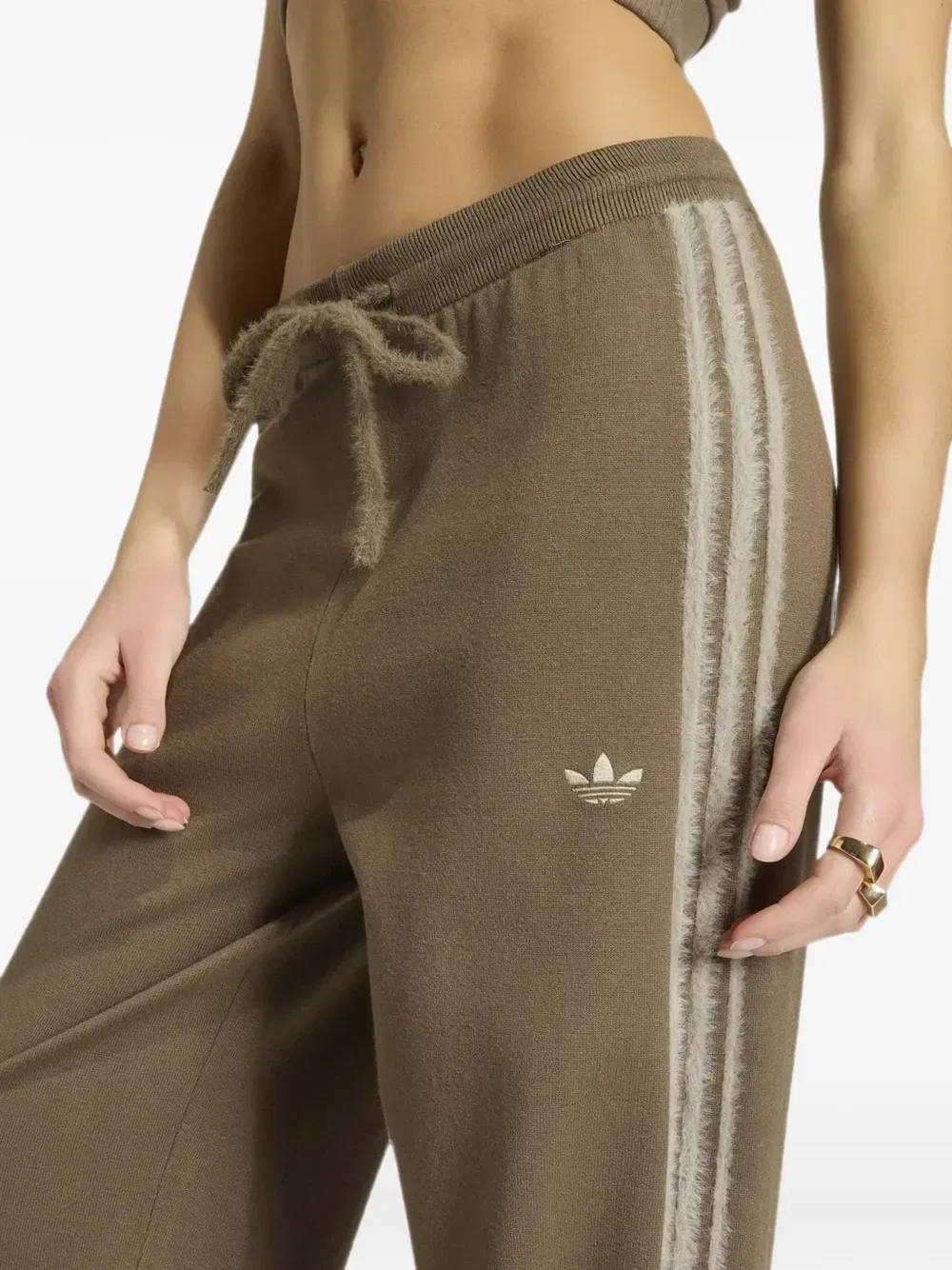 Трикотажные брюки Firebird с боковыми полосками Adidas, коричневый — фото 3