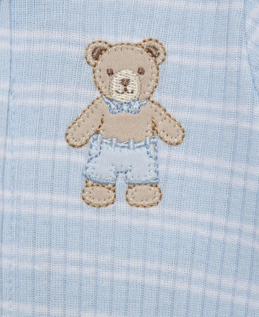 Комплект боди с длинным рукавом, с мишками Little Me, White/Blue — фото 4