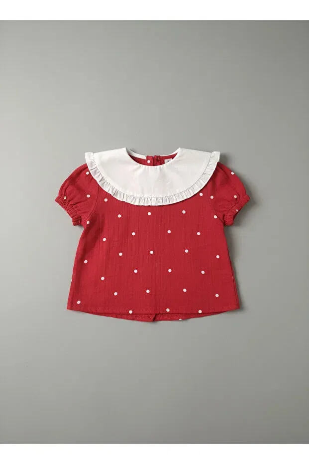 Детский комплект для девочек с принтом Strawberry Embroidered and Patterned Skirt Set Necix'S, Red — фото 4