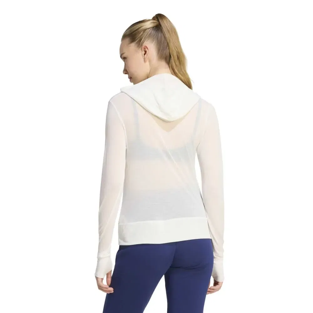 Футболка с длинным рукавом с капюшоном Soft Lux Sheer Adidas, белый — фото 2