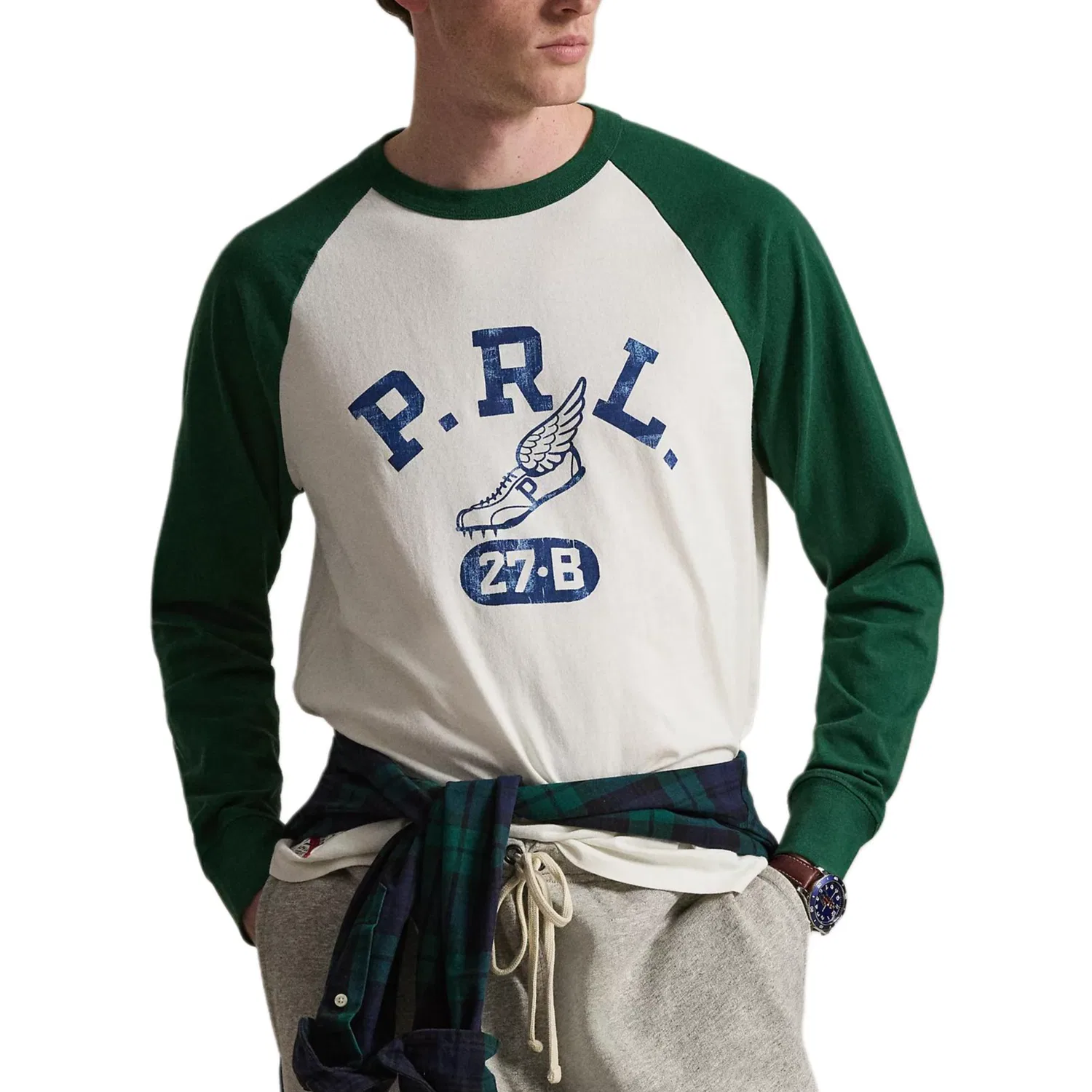 Мужская футболка с коротким рукавом Polo Ralph Lauren, White & New Forest Green — фото 4