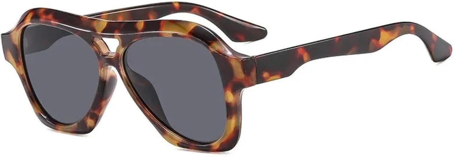 

Большие солнцезащитные очки с двойной перемычкой для женщин в стиле ретро, ​​голубые, с защитой от УФ-излучения (UV400), для мужчин в стиле панк TVTBBVV, Leopard Black