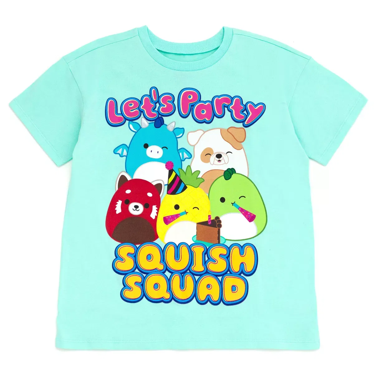 Детская футболка с принтом Squishmallows Birthday Drop Shoulder T-Shirt Squishmallows, Turquoise