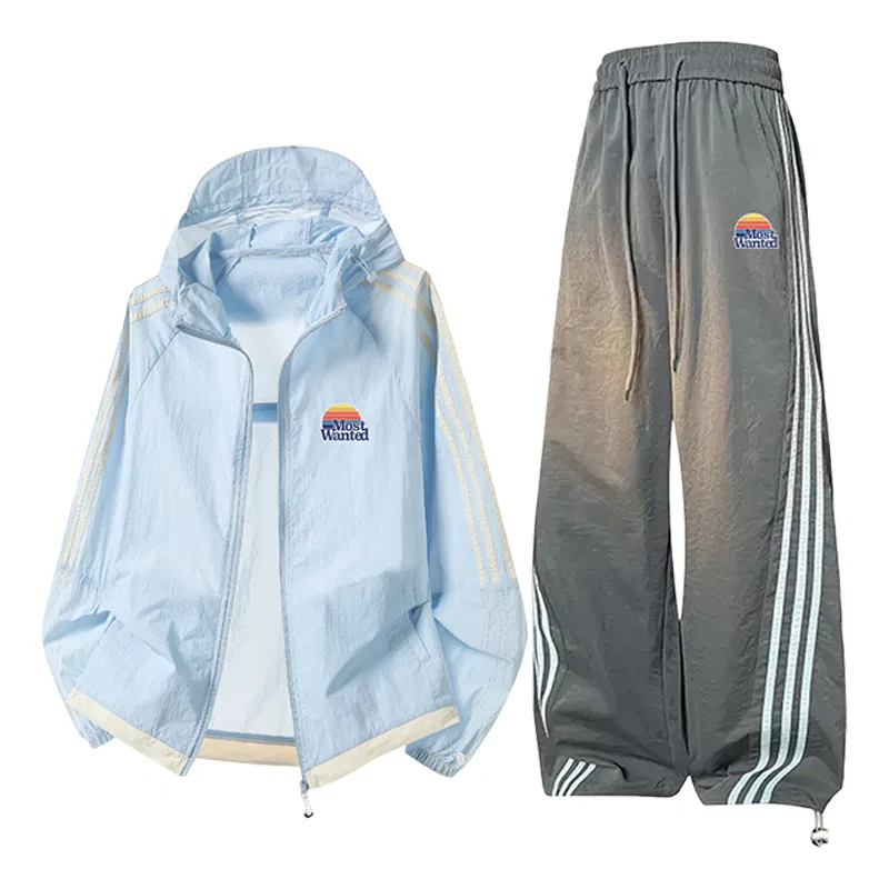 Спортивный костюм детский с принтом, комплект, Sky Blue+Dark Gray Pants, MostwantedLab, Sky Blue/Dark Gray