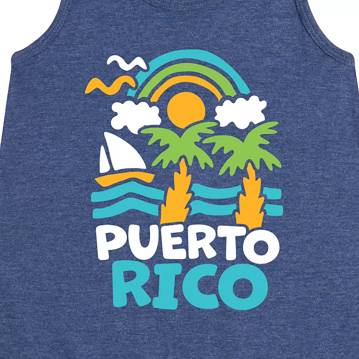 Детское платье-трапеция без рукавов с принтом Puerto Rico Instant Message, Heather Navy — фото 2
