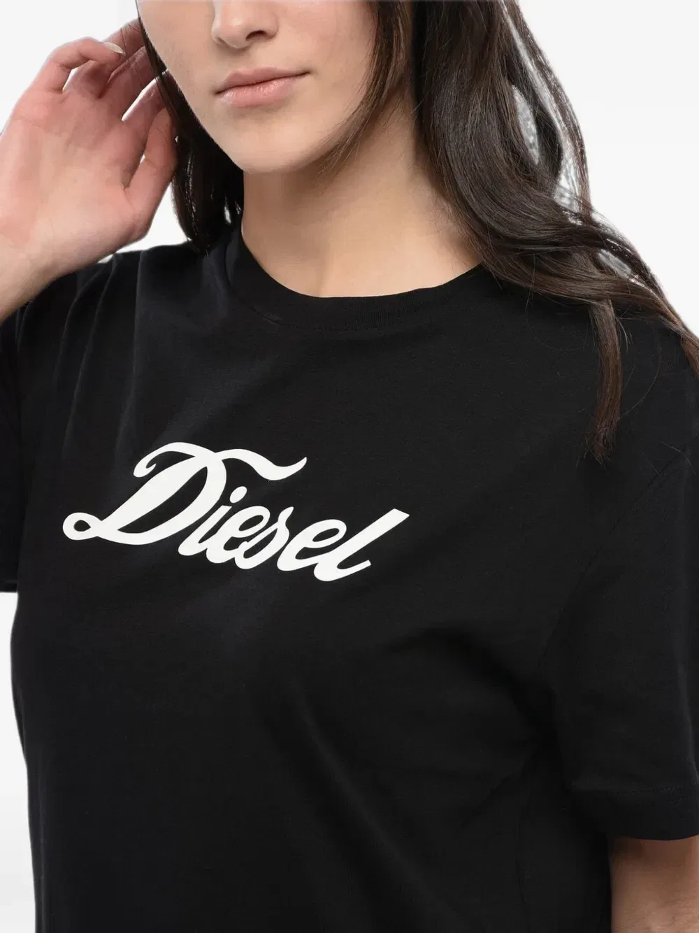 Платье-футболка из джерси с принтом-логотипом Diesel, черный — фото 4