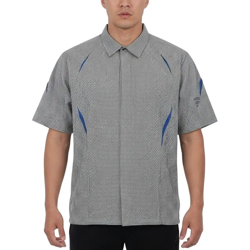 Рубашка повседневная с отложным воротником, Adidas, Black Gray