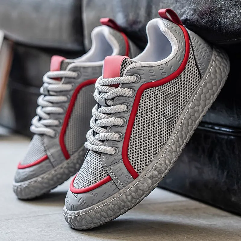 Four Seasons Mesh Sports Shoes, A Pair Trendy Comfortable Orthotics Loafers,Beach Vacation,Great for Driving and Walking Hhhchpm, серый красный — фото 3