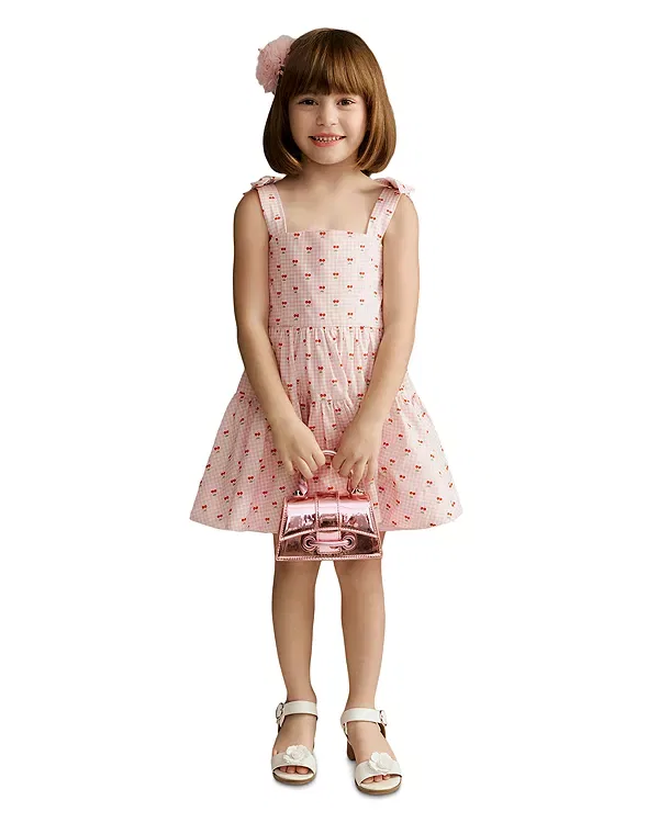Детское платье для девочек с принтом Suki Cherry Mini Dress Bardot Junior, розовый — фото 2