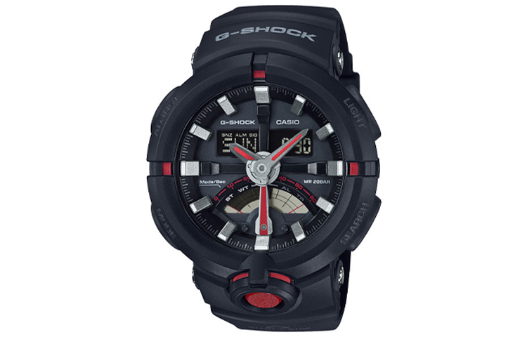 

CASIO Часы Men Liquid Crystal/Analog Dual Display Series Black Watch GA-500-1A4, Black Red Watch Dial