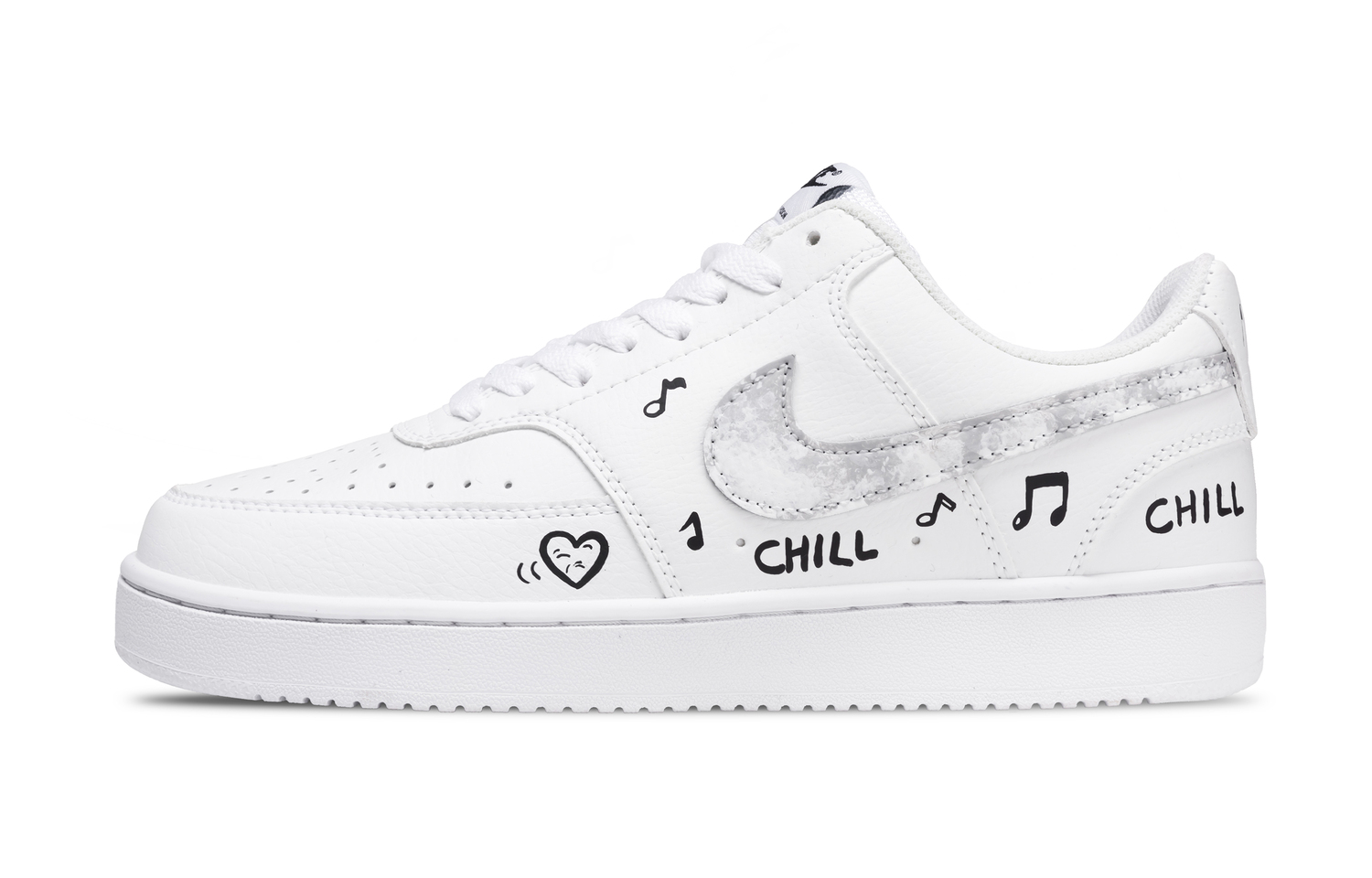 

Nike Court Vision 1 Joyful Heart музыкальная нота устойчивые к истиранию низкие скейтборд кроссовки мужские серый белый