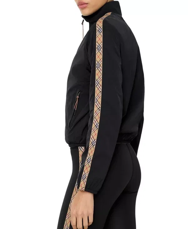 Женская куртка с воротником-стойкой Reversible Stretch Nylon Jacket Burberry, черный — фото 3