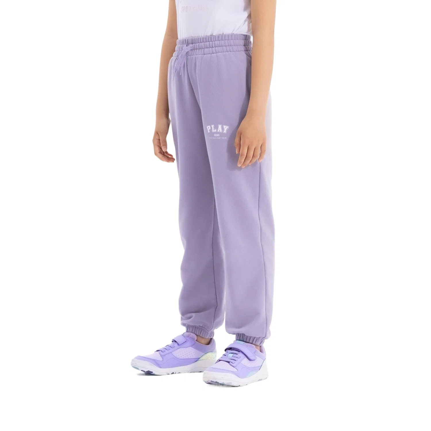 Детские трикотажные штаны с эластичным поясом DECATHLON, Smokey Mauve — фото 4