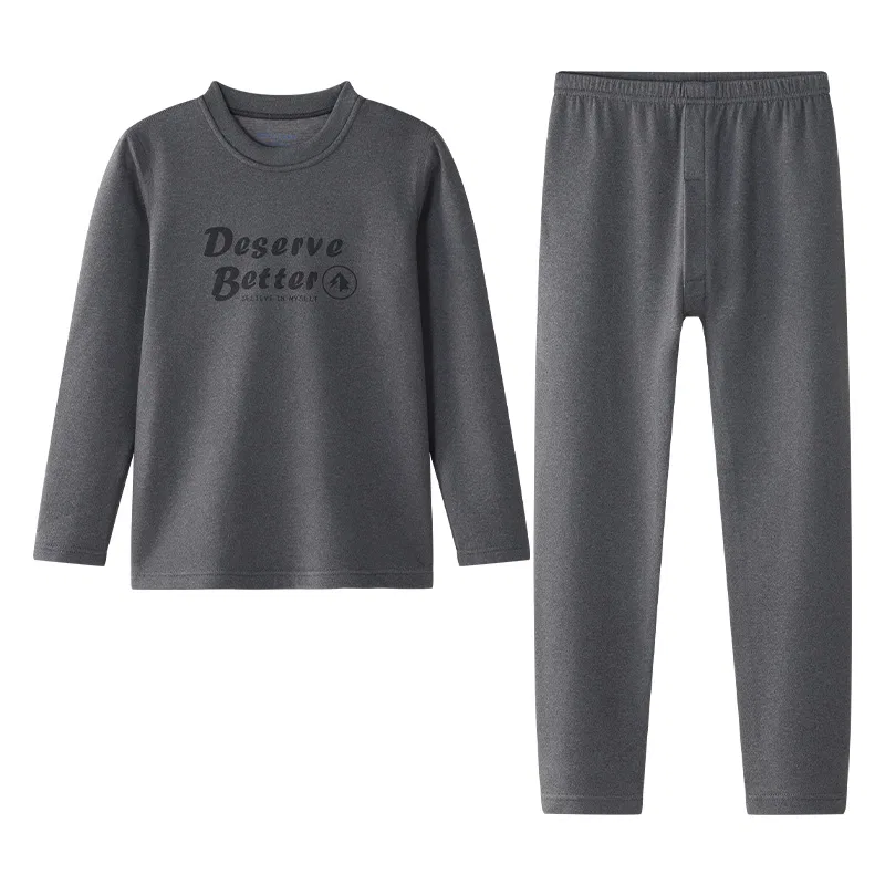 Детское комплект термобелья для мальчиков с начесом Red bean, Dark Gray
