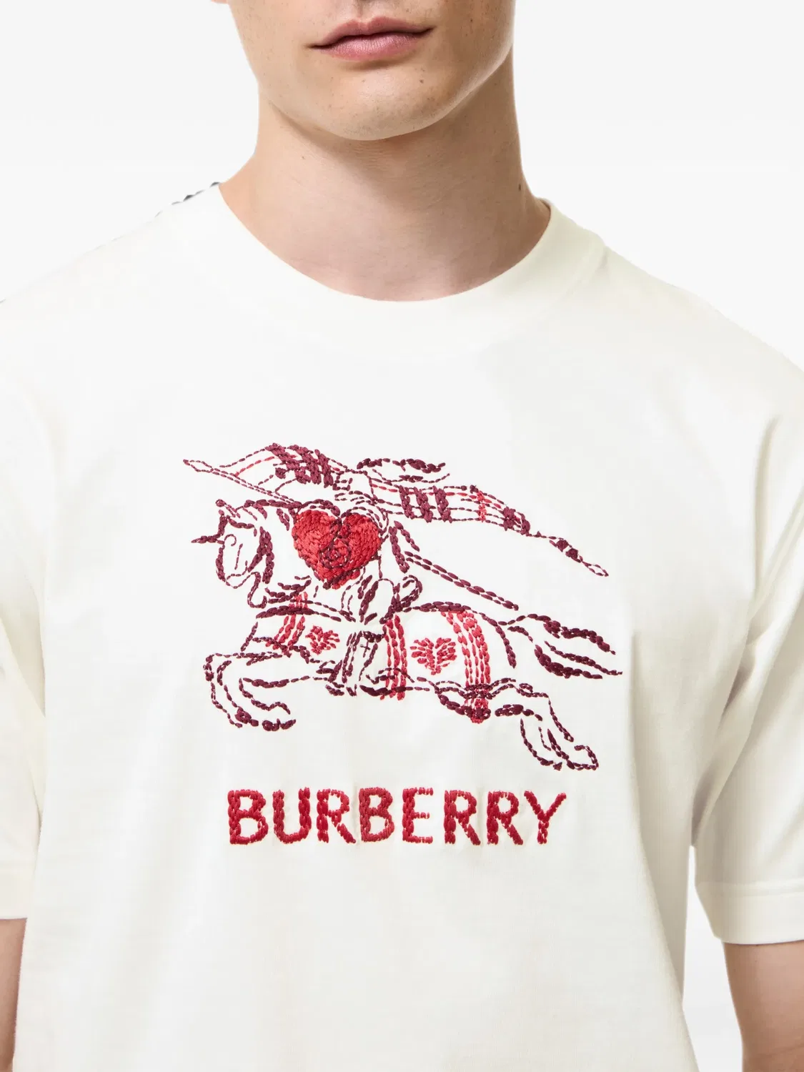 Футболка с принтом Burberry, нейтральные цвета — фото 3