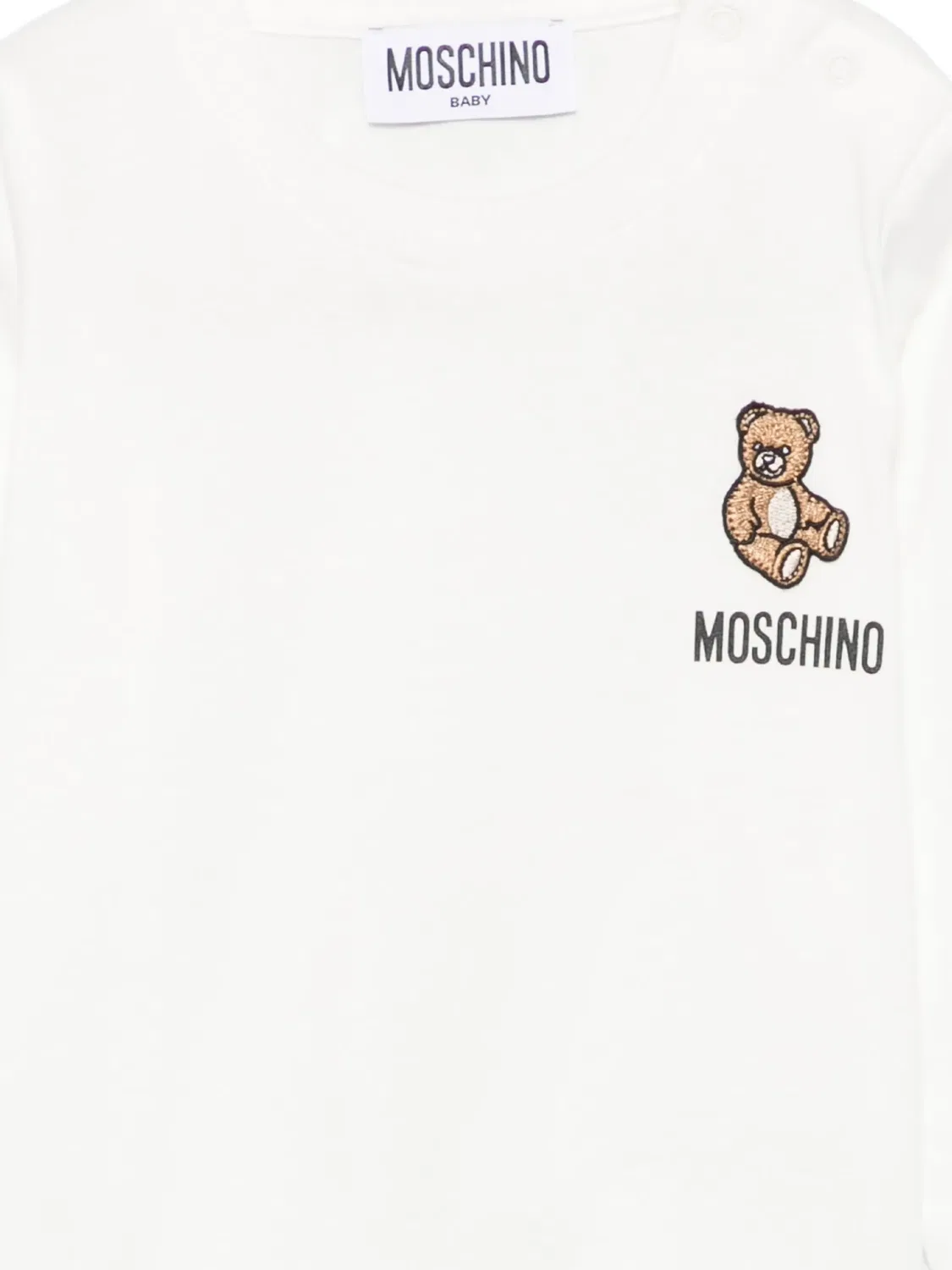 Футболка Teddy Bear с логотипом Moschino Kids, нейтральные цвета — фото 3