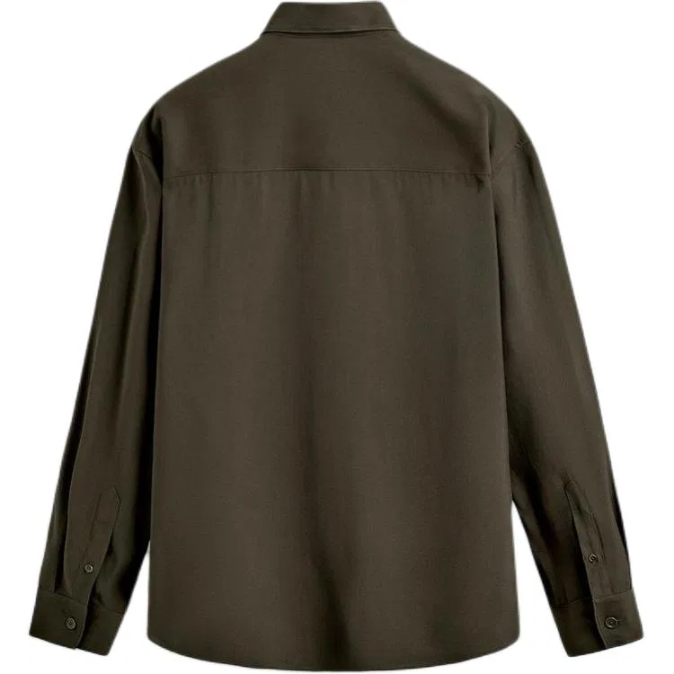 Мужская рубашка с лацканами Khaki ZARA, Хаки — фото 3