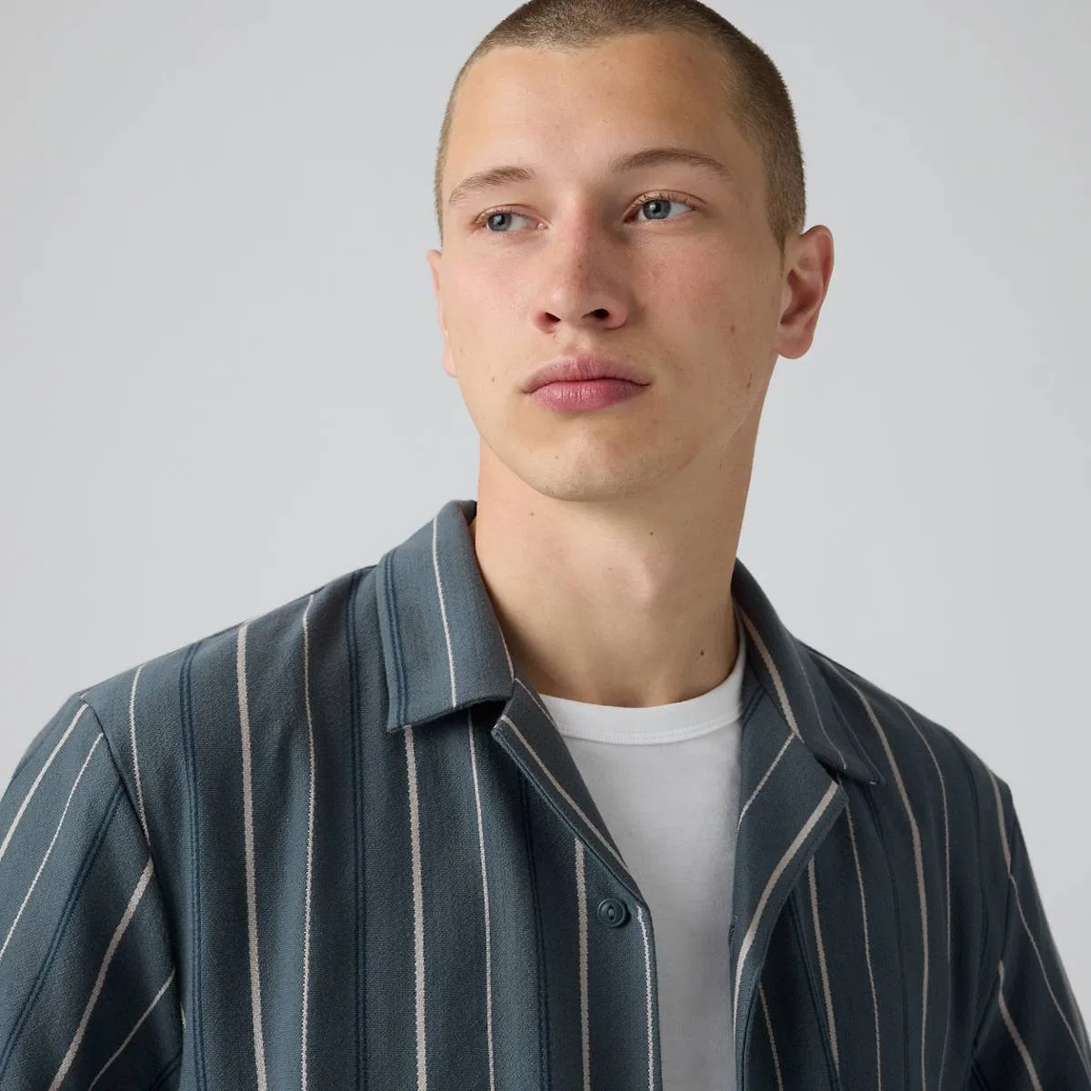 Вязаная походная рубашка Levi's, Belmont Stripe Dark Slate - Blue — фото 2